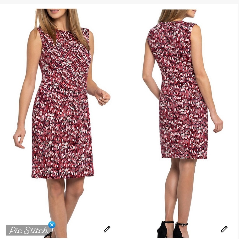 Nic + Zoe Bright Burst Twist Sheath Dress Pink Multi